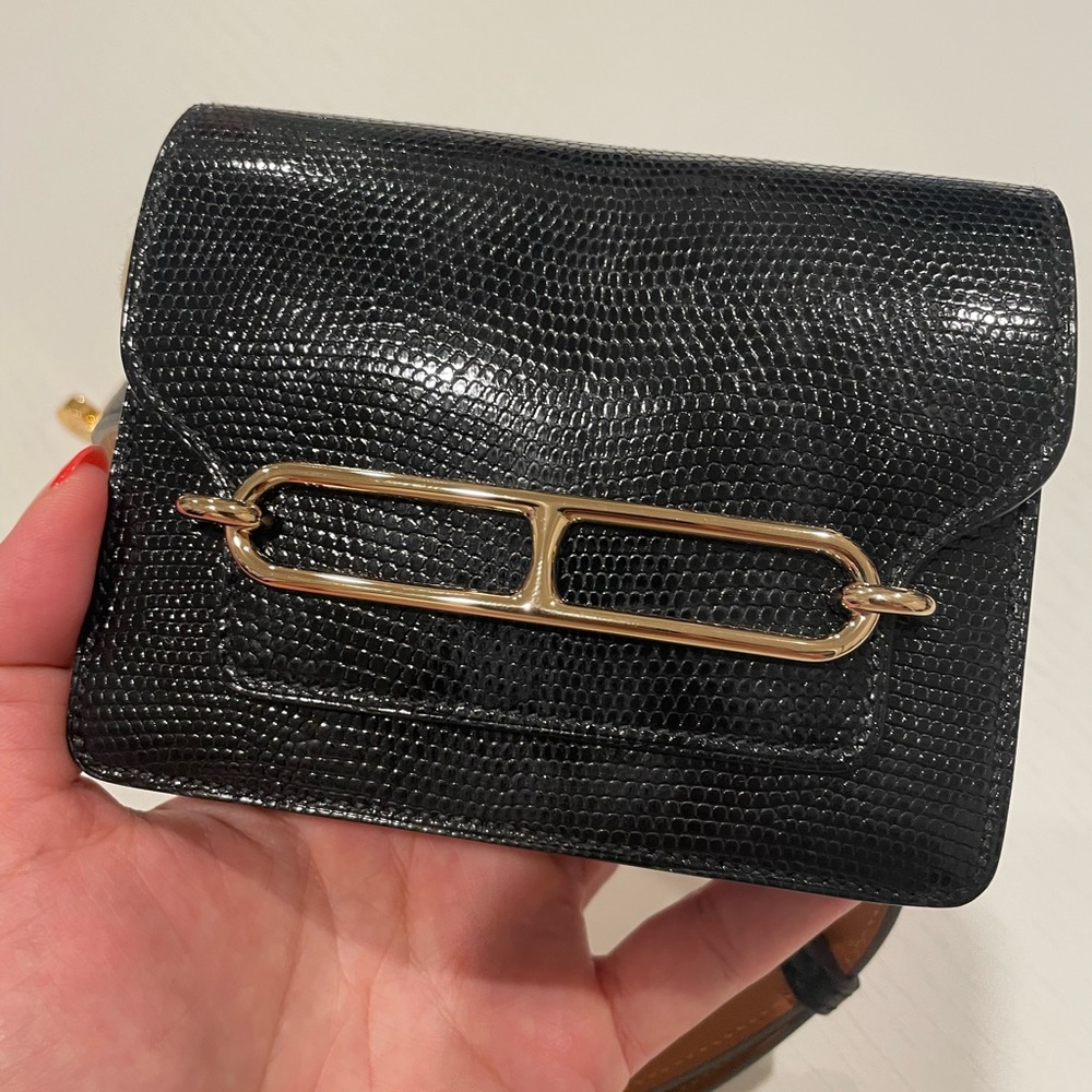 Hermes Roulis Slim Noir Lizard wallet.